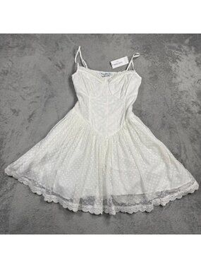 NWT Social Tourist Fit & Flare White Mini Dress Women S Prom Wedding Euro Summer
